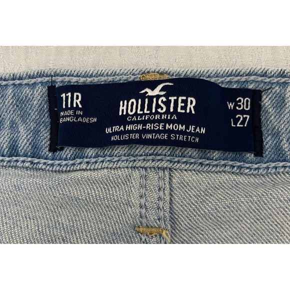 Hollister Ultra High Rise Mom Jean Cargo Light Wash Denim W30 L27 - Picture 3 of 8